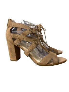 Circus Sam Edelman Emilia Lace Up Chunky Heel Sandals Sz 10 Brown Tan